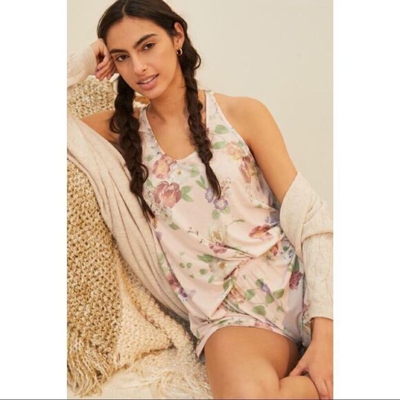 NEW Anthropologie Flora Nikrooz Stephanie Pink Floral Pajamas Small or Medium - Picture 1 of 3